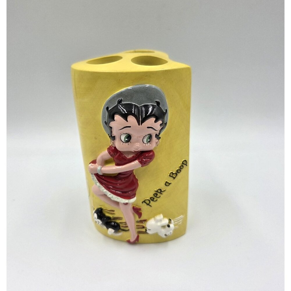 Vintage Betty Boop Toothbrush Holder Yellow Heart Peek A Boop Bathroom 2004